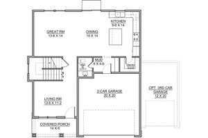 Floor Plan - Main Floor for Traditional House Plan #1073-9 - 4 bed, 3.5 bath