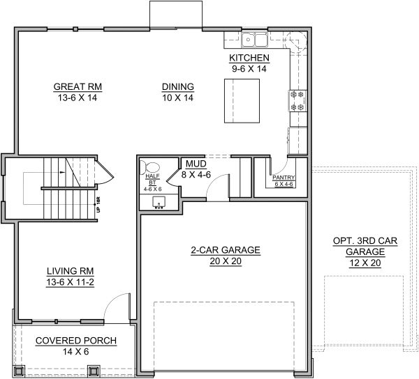 Architectural House Design - Traditional Floor Plan - Main Floor Plan #1073-9