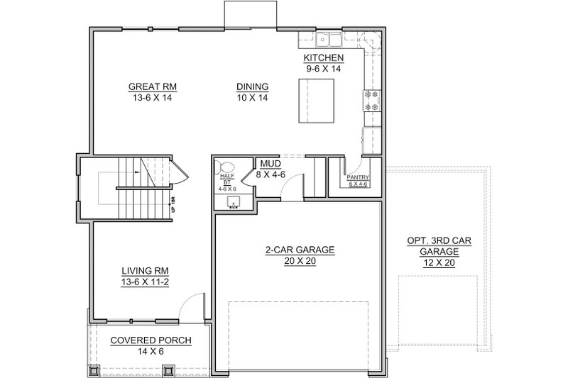 Home Plan - Floor Plan - Main Floor for Traditional House Plan #1073-9 - 4 bed, 3.5 bath