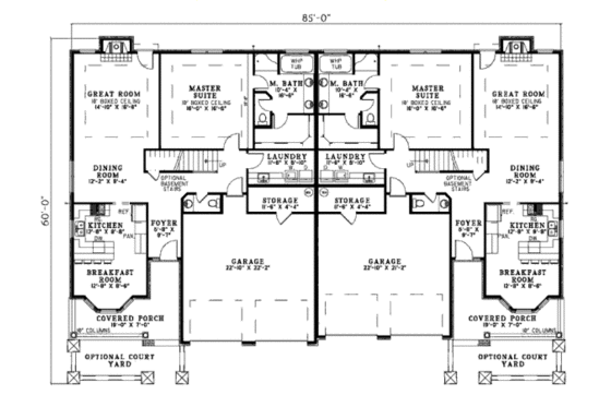 Floor Plan - Main Floor for Country House Plan #17-2301 - 2 bed, 2.5 bath