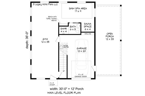 Floor Plan - Main Floor for Country House Plan #932-623, 1 bath