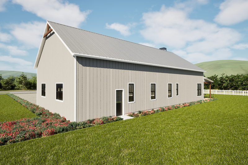 House Blueprint - Exterior - Rear Elevation for Barndominium House Plan #48-1204 - 4 bed, 3.5 bath