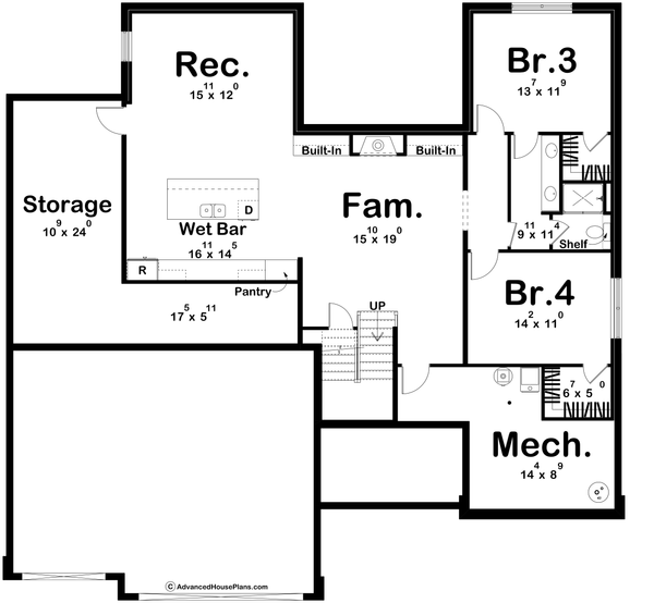Dream House Plan - Modern Floor Plan - Lower Floor Plan #455-448