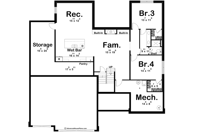 House Plan Design - Floor Plan - Lower Floor for Modern House Plan #455-448 - 2 bed, 2 bath