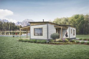 Cabin Exterior - Front Elevation Plan #924-9