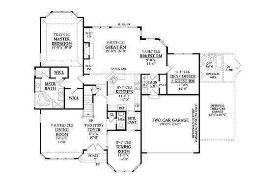 Floor Plan - Main Floor for Traditional House Plan #456-26 - 4 bed, 3.5 bath