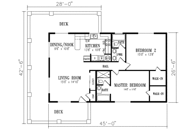 Dream House Plan - Floor Plan - Upper Floor for Mediterranean House Plan #1-204 - 2 bed, 2 bath
