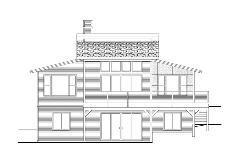 Architectural House Design - Exterior - Rear Elevation for Contemporary House Plan #124-1461 - 4 bed, 4 bath