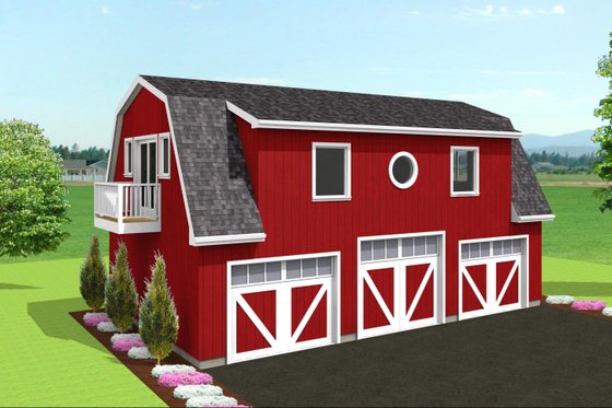 Exterior - Front Elevation for Barndominium House Plan #75-200, 0 bath