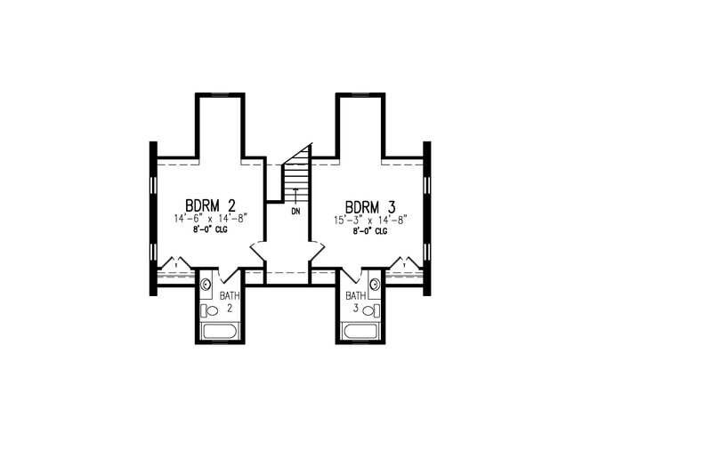 Architectural House Design - Floor Plan - Upper Floor for Farmhouse House Plan #497-69 - 3 bed, 3.5 bath