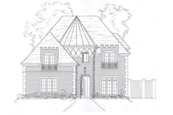 Exterior - Front Elevation for European House Plan #141-276 - 4 bed, 3.5 bath