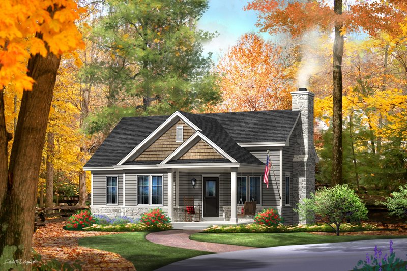 House Plan Design - Cottage Exterior - Front Elevation Plan #22-565