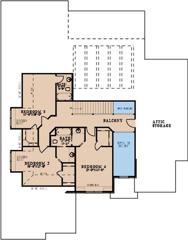 Traditional Floor Plan - Upper Floor Plan #923-343