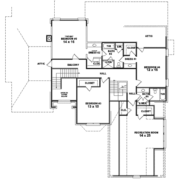 European Floor Plan - Upper Floor Plan #81-636