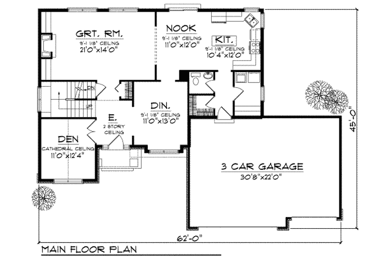 House Plan Design - Floor Plan - Main Floor for Traditional House Plan #70-705 - 4 bed, 2.5 bath