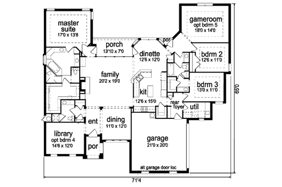 Floor Plan - Main Floor for Traditional House Plan #84-384 - 3 bed, 3 bath