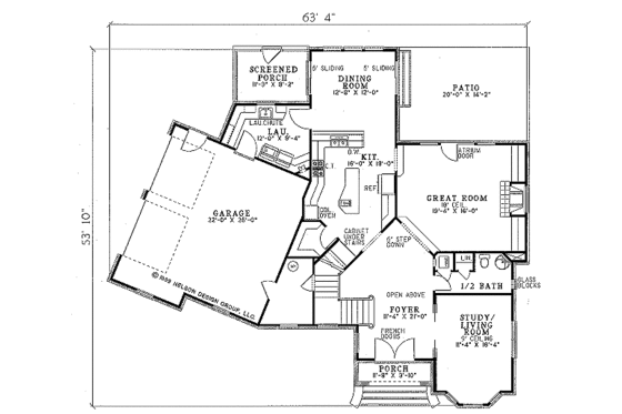 Floor Plan - Main Floor for European House Plan #17-239 - 3 bed, 2.5 bath