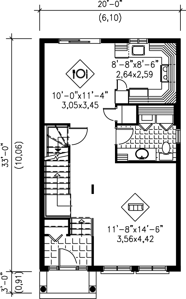 Architectural House Design - European Floor Plan - Main Floor Plan #25-2034