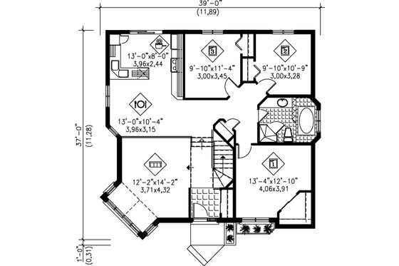 Floor Plan - Main Floor House Plan #25-1204 - 3 bed, 1 bath