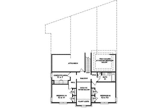 Floor Plan - Upper Floor for European House Plan #81-602 - 3 bed, 3.5 bath