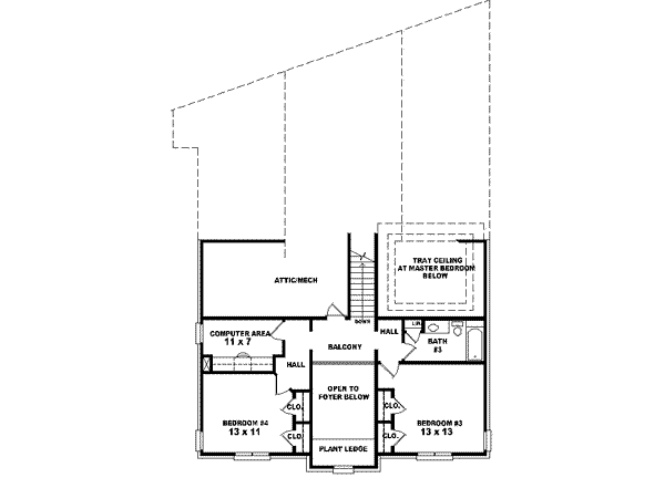 Floor Plan - Upper Floor for European House Plan #81-602 - 3 bed, 3.5 bath