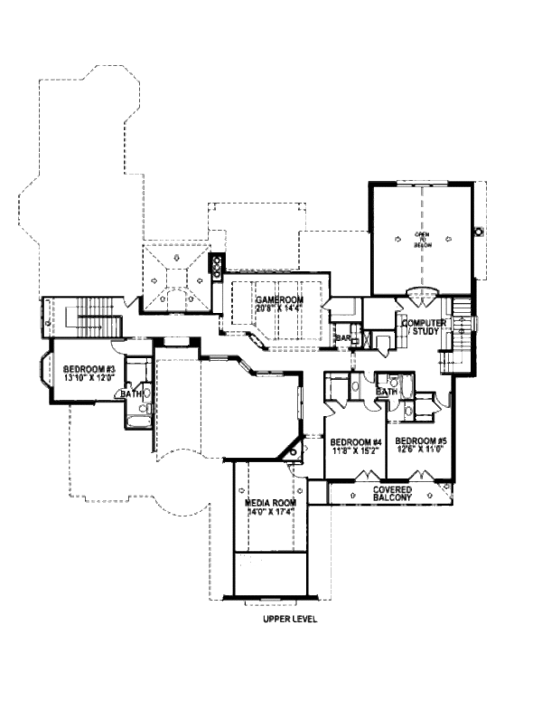 European Floor Plan - Upper Floor Plan #141-335