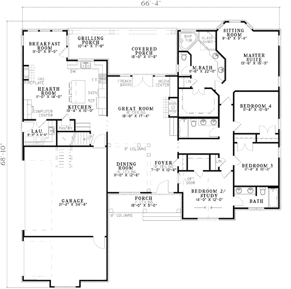 Home Plan - Traditional Floor Plan - Main Floor Plan #17-2129