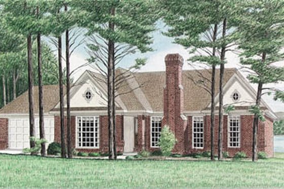 Exterior - Front Elevation for Traditional House Plan #34-104 - 3 bed, 2 bath