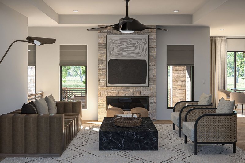Architectural House Design - Interior - Family Room for Prairie House Plan #455-335 - 3 bed, 2.5 bath