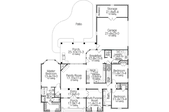 Floor Plan - Main Floor for European House Plan #406-9613 - 3 bed, 2.5 bath