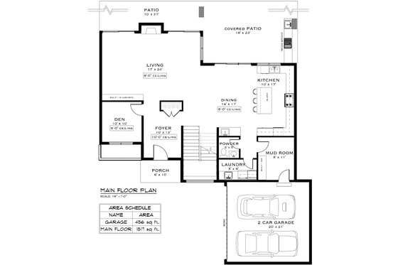 Floor Plan - Main Floor for Contemporary House Plan #1101-6 - 3 bed, 3.5 bath