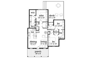 Floor Plan - Main Floor for Cottage House Plan #45-366 - 3 bed, 2.5 bath