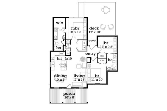 Floor Plan - Main Floor for Cottage House Plan #45-366 - 3 bed, 2.5 bath