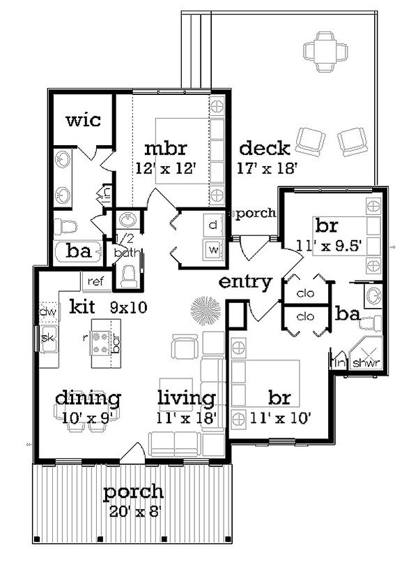 Cottage Floor Plan - Main Floor Plan #45-366