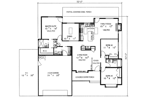 Floor Plan - Main Floor for Traditional House Plan #117-208 - 3 bed, 3 bath