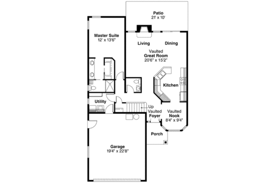 Floor Plan - Main Floor House Plan #124-471 - 3 bed, 2.5 bath