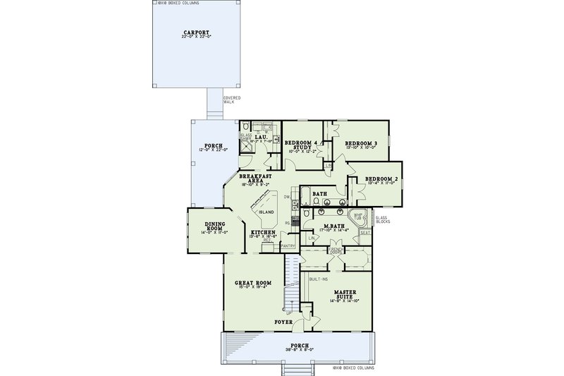 Architectural House Design - Floor Plan - Main Floor for Country House Plan #17-2741 - 4 bed, 3 bath