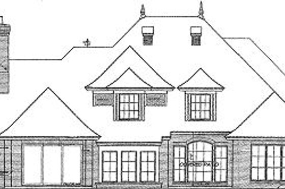 Exterior - Rear Elevation for European House Plan #310-342 - 4 bed, 3.5 bath