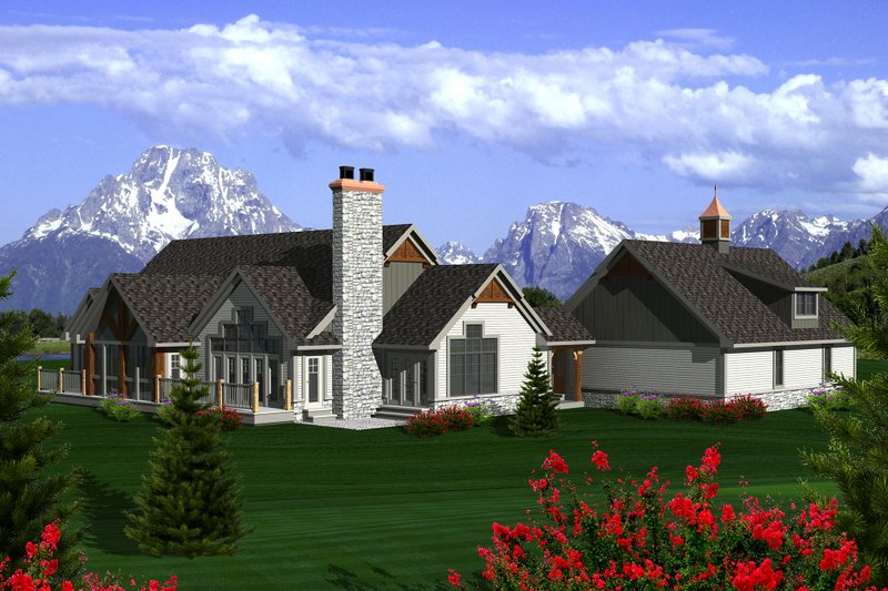 Architectural House Design - Exterior - Rear Elevation for Ranch House Plan #70-1137 - 2 bed, 3 bath