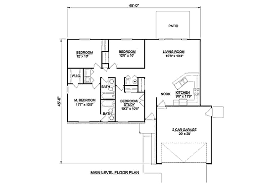 Floor Plan - Main Floor for Ranch House Plan #116-245 - 4 bed, 2 bath