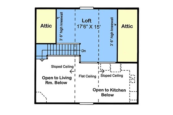 Floor Plan - Upper Floor for Cabin House Plan #312-877 - 2 bed, 1 bath