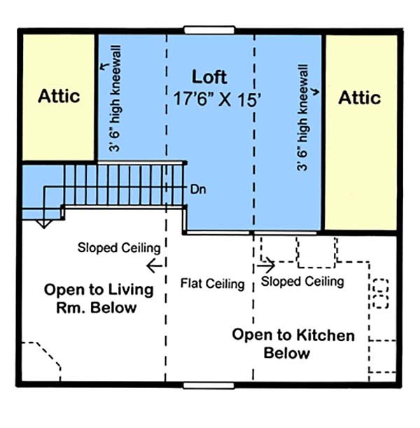 Floor Plan - Upper Floor for Cabin House Plan #312-877 - 2 bed, 1 bath