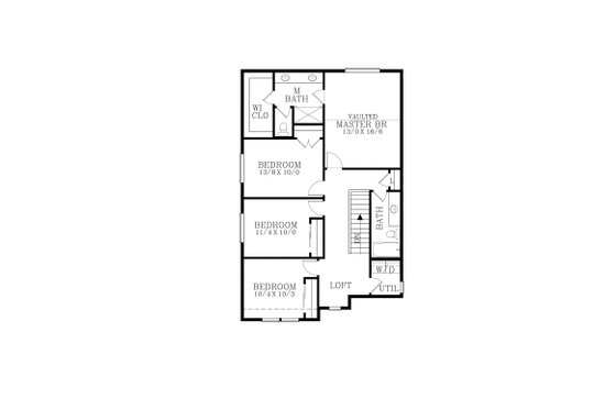 Floor Plan - Upper Floor for Craftsman House Plan #53-687 - 4 bed, 2.5 bath