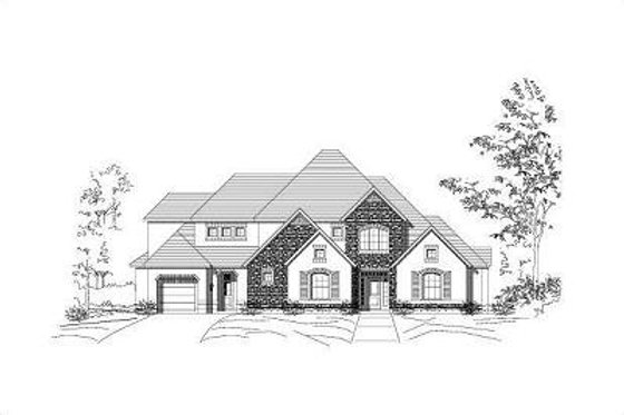 Exterior - Front Elevation for European House Plan #411-309 - 4 bed, 3.5 bath