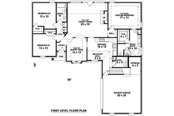 Floor Plan - Main Floor for European House Plan #81-988 - 3 bed, 2 bath