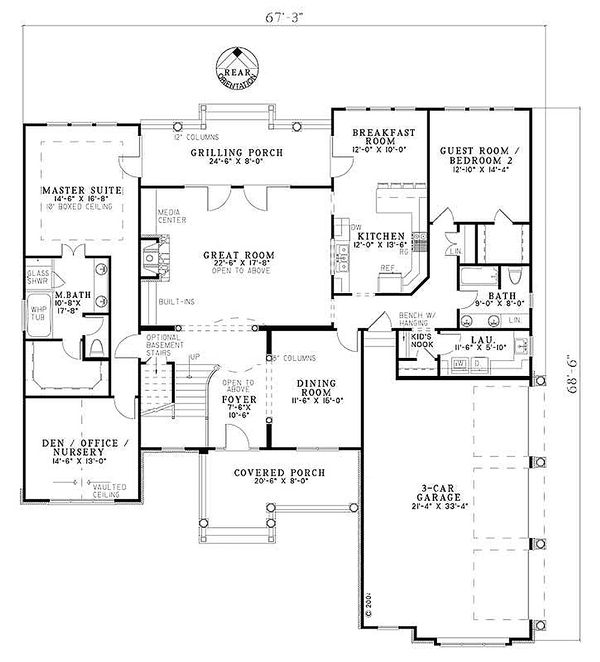Architectural House Design - European Floor Plan - Main Floor Plan #17-2144