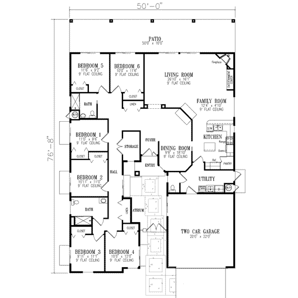House Design - Ranch Floor Plan - Main Floor Plan #1-584