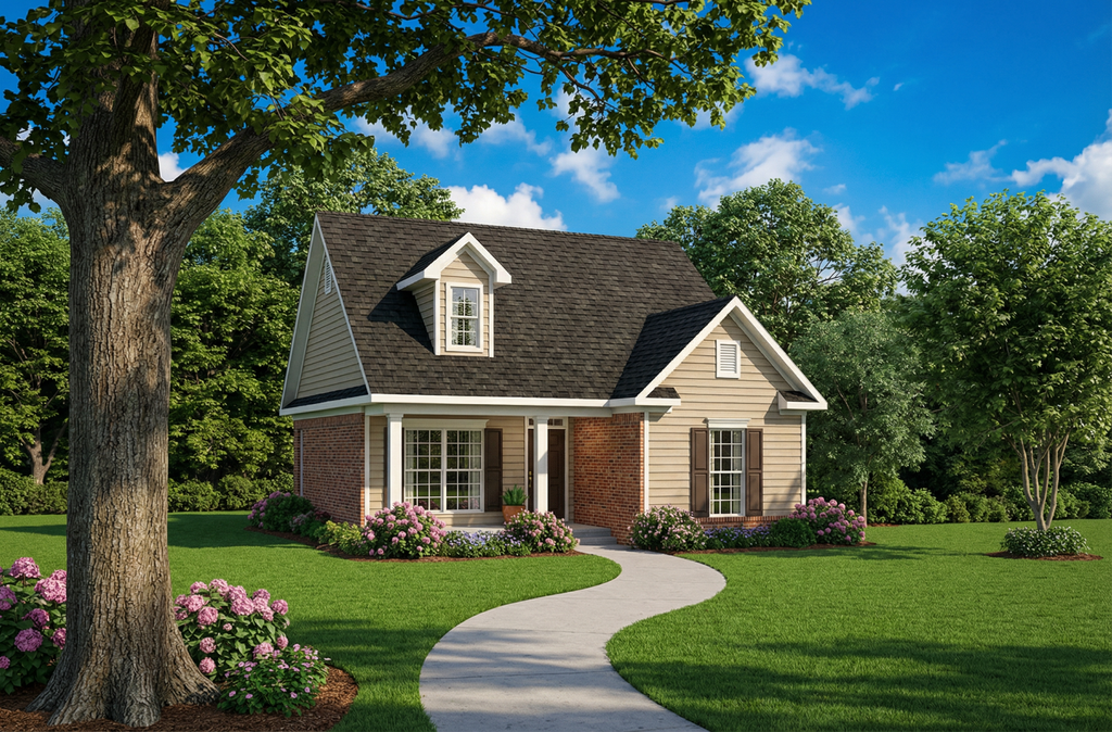 Exterior - Front Elevation 2 for Traditional House Plan #17-125 - 2 bed, 1 bath
