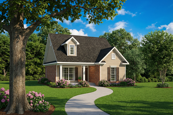 Exterior - Front Elevation for Traditional House Plan #17-125 - 2 bed, 1 bath