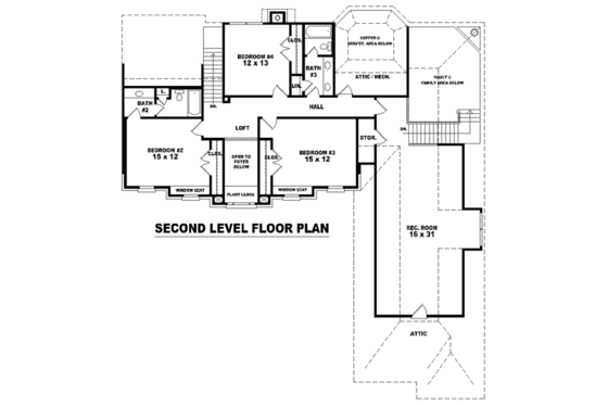 Floor Plan - Upper Floor for Colonial House Plan #81-1533 - 4 bed, 3.5 bath